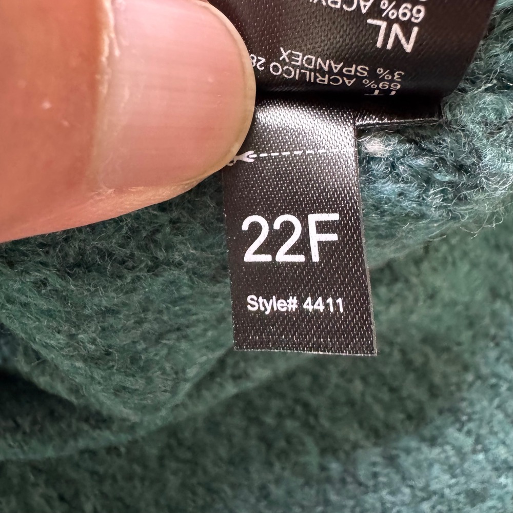 KUHL Waffle Knit Turtleneck Sweater Womens Medium Teal Green 4411 Raglan - Picture 4 of 7